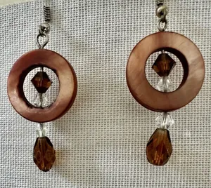 Abalone Crystal circle drop earrings thumbnail 1