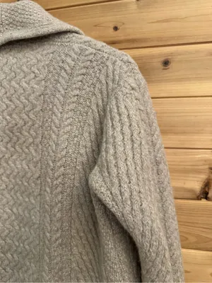 Aran Crafts XL Cream Merino Wool Cable Knit Open Front Cardigan Ireland Cozy thumbnail 7