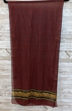 Vtg Accessory Street Womens Scarf Red Black Houndstooth Gold Rope Print Italy thumbnail 1