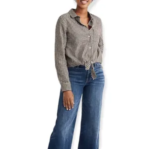MADEWELL Flannel Tie Front Gingham Button Down Shirt Size S NEW thumbnail 3