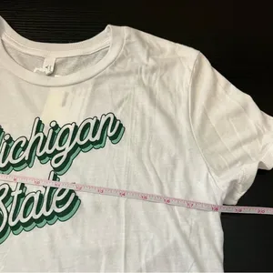 Bella Canvas White Michigan State Crop‎ Top Medium NWT thumbnail 7