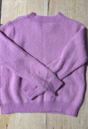 Pink Fuzzy Eyelash Knit Crew Neck Pullover Sweater Womens XL Solid Soft Coquette thumbnail 1