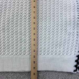 Open Knit Sweater Vest Size Small White Black‎ Contrast Trim Sleeveless Layering thumbnail 5