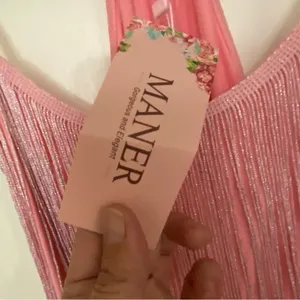 Maner Womens Bubblegum Pink Fringe Front Tank Top M Medium 38” NWT New thumbnail 3