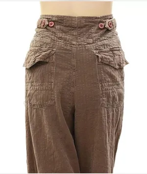 Free people brown thin line chino pants thumbnail 4