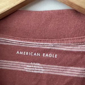 American Eagle Salmon‎ Pink and White Striped Cropped Polo Shirt thumbnail 5