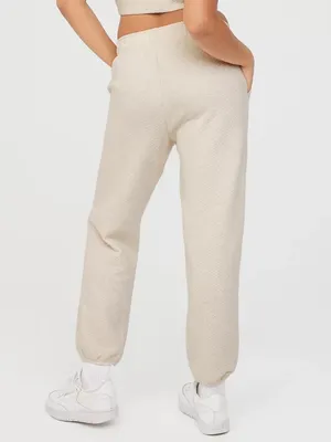 OFFLINE by Aerie Coffee Run‎ Jogger Womens M Cream Textured Sweatpants thumbnail 2