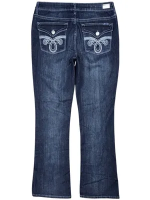 Seven7 Jeans Slim Boot Cut Dark Wash Embroidered Flap Pocket Womens 12 Stretch thumbnail 1