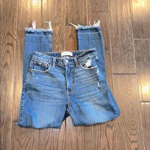 Abercrombie & Fitch the skinny high rise distressed Frayed Hem Jeans size 0/25 thumbnail 2