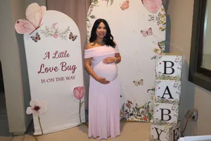 Club L Juliette Blush Pink Bardot-Neck Maternity Maxi Dress With Drop-Waist thumbnail 4