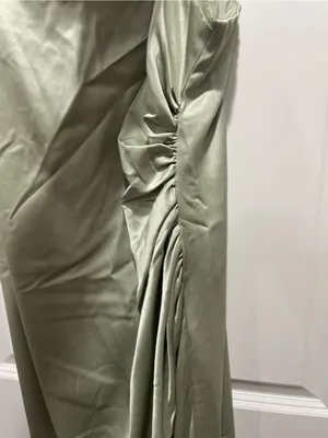 Reformation Vesper Satin Midi Dress Salvia Sage Green Cocktail Party Size 12 thumbnail 7