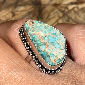 Blue Sea Sediment Jasper Emperor Ring 7 1/4 thumbnail 9
