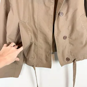 LOFT Twill Anorak Cropped Jacket Neutral Tan Brown Size Small thumbnail 9