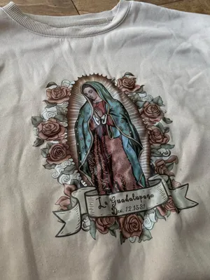 White Floral Virgin Mary Graphic Sweatshirt thumbnail 2