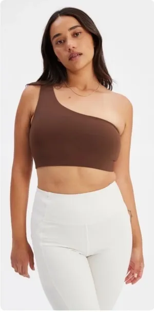 Girlfriend Collective Womens Bianca One Shoulder Earth Minimalist Bra Top XL thumbnail 1