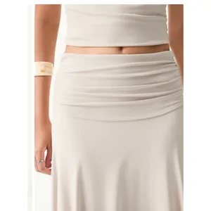 Brand New OGL Women's Size Medium Fog Flowy Side Ruched A Line Midi Skirt thumbnail 6