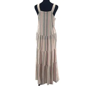 Caslon Womens Striped Square Neck Linen Blend‎ Maxi Dress Pink Cabana Medium NWT thumbnail 5