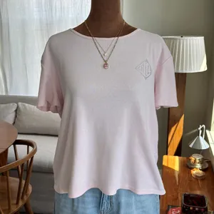 2000s Vintage Lauren Ralph Lauren Pink Cotton Baby Tee Rhinestone Logo‎ Medium thumbnail 3