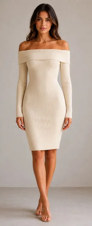 NWT Gilli Ribbed Off The Shoulder Bodycon Sweater Dress thumbnail 1