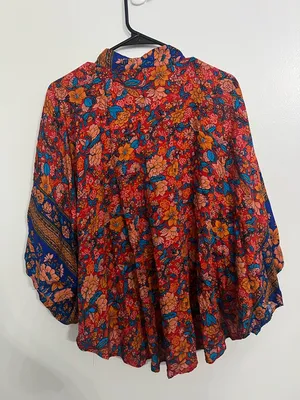 Paparazzi Multicolor Floral Kimono - Blue & Orange & Pink size medium thumbnail 7