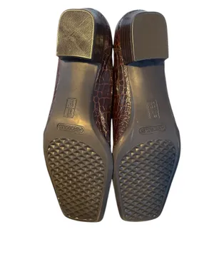 Aerosoles Playfill Brown Croc Embossed Slip-on Square Toe Leather Loafers 8.5 thumbnail 6