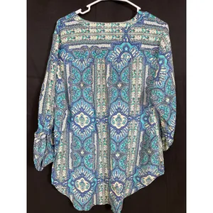 Kim Rogers SKU 7729 Womens Blue and Green Paisley Blouse Size XL thumbnail 2
