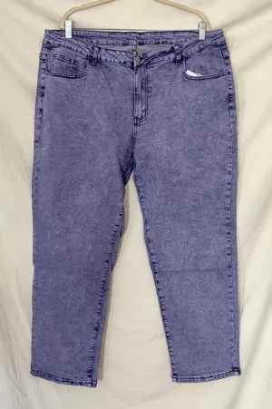 Purple Acid Wash Plus Size Jeans Size 4XL thumbnail 1
