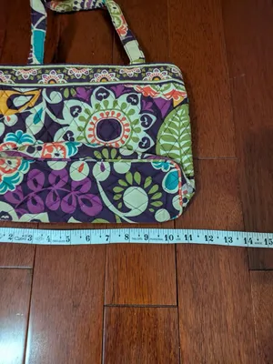 Vera Bradley Purple Green Multicolor Floral Quilted Shoulder Tote Bag thumbnail 6