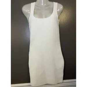 Princess Polly Dress Womens M/L White Ribbed Knit Bodycon Tank Mini Party thumbnail 2