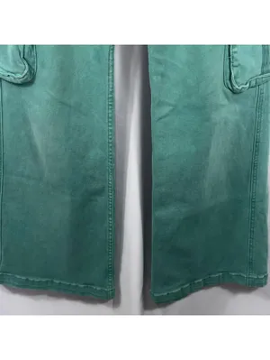 Risen Jeans Women’s Cargo Wide Leg Pants Size 9/29 Green Stretch Denim thumbnail 4
