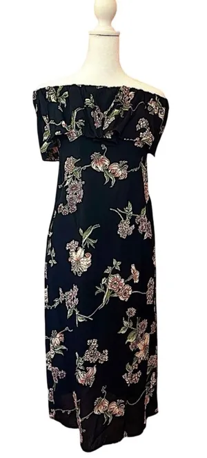 Flynn Skye Anthropologie romantic strapless midi dress garden party botanical NWT XS thumbnail 1