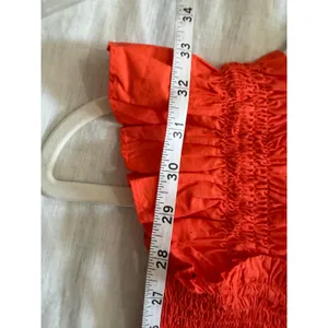NWOT Quince Organic Cotton Smocked Mini Dress Womens S Orange Red Sleeveless thumbnail 8