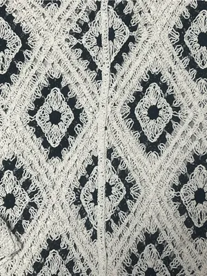 POL Crochet Diamond Shacket Cardigan Cream Black Boho Style SMC120 One Size thumbnail 5