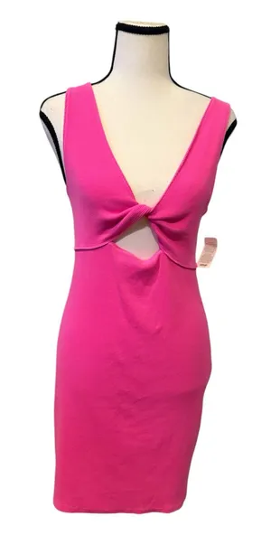 aerie Hot Pink Twist Front Cutout Mini Dress thumbnail 1