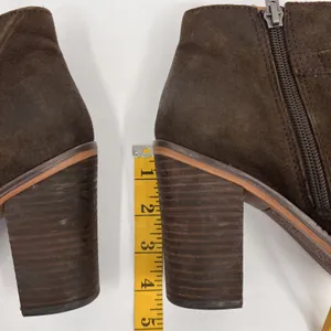 Franco Sarto Ankle Boots Womens 8.5 Brown Suede Block Heel Zip Booties Bohemian thumbnail 9