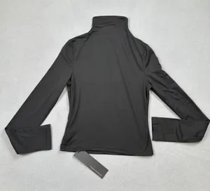 NWT S DEER Turtleneck Top M Womens Black Long Sleeve Fitted Pullover Blouse thumbnail 1