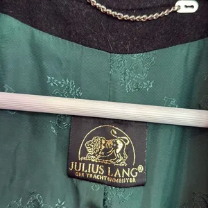 Julius Lang Vintage 100% new wool black and green peacoat 40 thumbnail 4