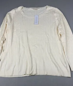 Soft Surroundings SoftEssential Ribbed Sweater 2X Ivory Cream NWT Lightweight thumbnail 1