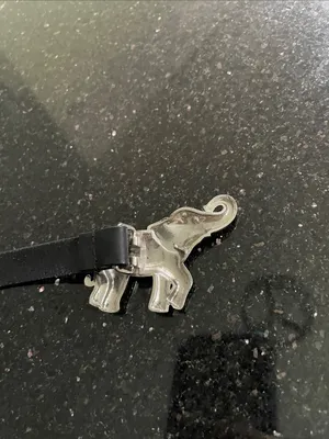 Chico’s Vintage Adjustable Slide Leather Belt With Silver Elephant 🐘 Buckle M/L thumbnail 7