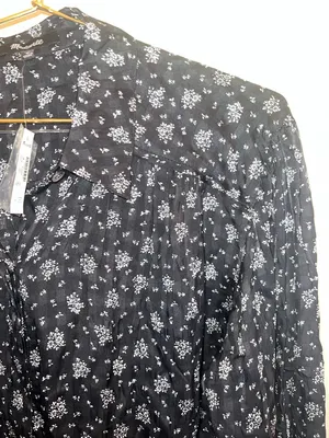 Madewell NWT Floral Button Up Blouse Black Long Sleeve Top Medium‎ thumbnail 8