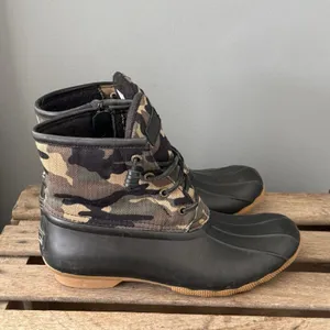 Sperry Saltwater Camo Womens Size 8.5M Water proof Lace up‎ Duck boots A53 thumbnail 6