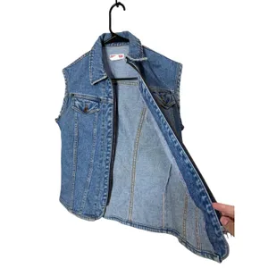 Vintage‎ Cosmopolitan Denim Vest Womens M Blue Jean Zipper front thumbnail 4