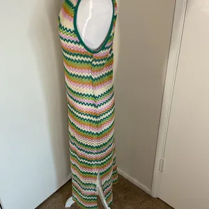 Miken Swim Colorful Knit Chevron Swim Coverup Sleeveless Zig Zag Pattern Size XL thumbnail 5