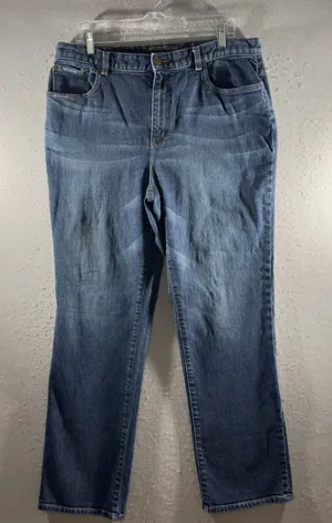 3192 | Lauren Ralph Lauren Straight Leg Mid Rise Denim Jeans Blue Womens 14 thumbnail 1