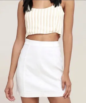 Free People White Mini Skirt Size 4 thumbnail 1