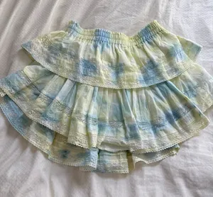 LoveShackFancy Ruffle Mini Skirt Preppy in Lily Pond thumbnail 1