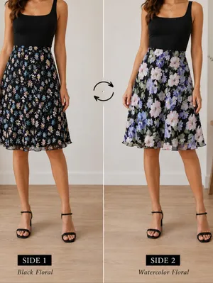 Reversible Floral Skirt Purple Size L thumbnail 2