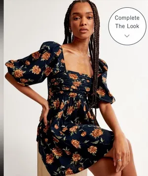 Abercrombie The Emerson Linen-Blend Puff Sleeve Mini Dress thumbnail 2