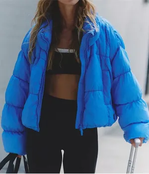 Free People In A Bubble Puffer Jacket in Riviera Blue thumbnail 1