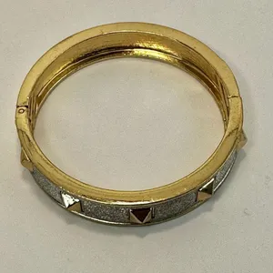Silver and gold tone spiked bangle bracelet thumbnail 8